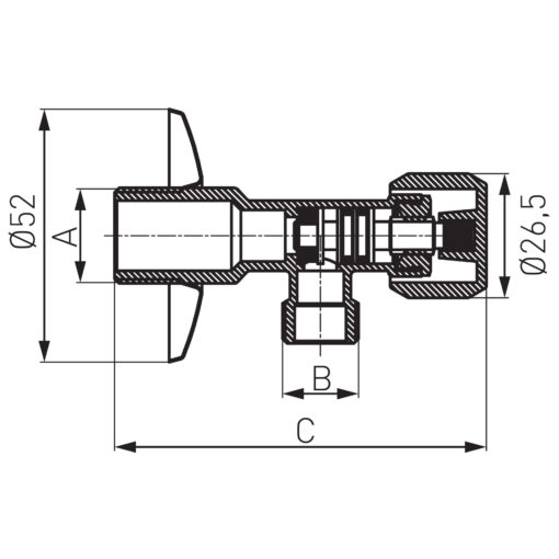 Robinet coltar cu ventil si maneta metalica 1/2*1/2 FERRO - imagine 2