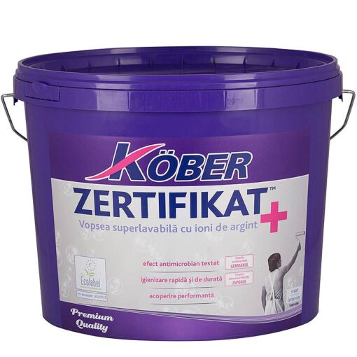 Vopsea lavabila interior, Kober Zertifikat Plus, alba, 15 L