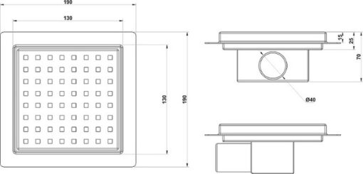 Rigola dus patrata din inox cu gratar faiantabil 130*130 mm PIEDRA SQ-T - imagine 4