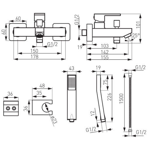 Coloana de dus fixa si mobila cu baterie cada/dus Zicco, Ferro - imagine 4