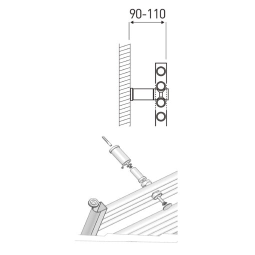 Radiator baie cromat 500 x 1200 mm, cu setul de robineti tur-retur crom FERRO 1/2 - imagine 3