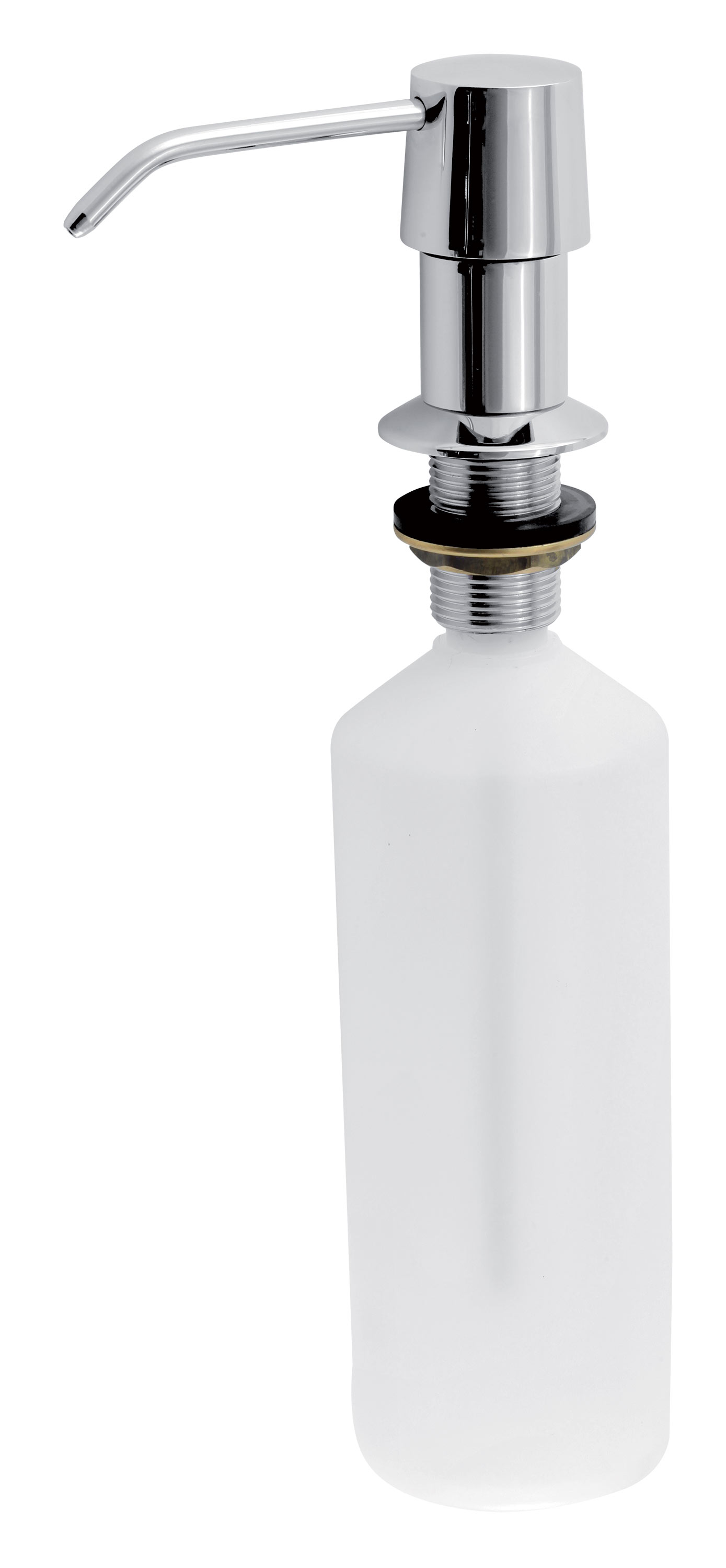 Dozator detergent lichid Ferro incastrabil 500 ml, finisaj cromat argintiu, corp alb, Petra Elisa