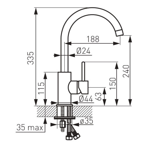 Chiuveta inox rotunda Ø 490 mm anticalcar cu baterie Ferro Lugio - imagine 4