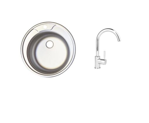 Chiuveta inox rotunda Ø 490 mm anticalcar cu baterie Ferro Lugio