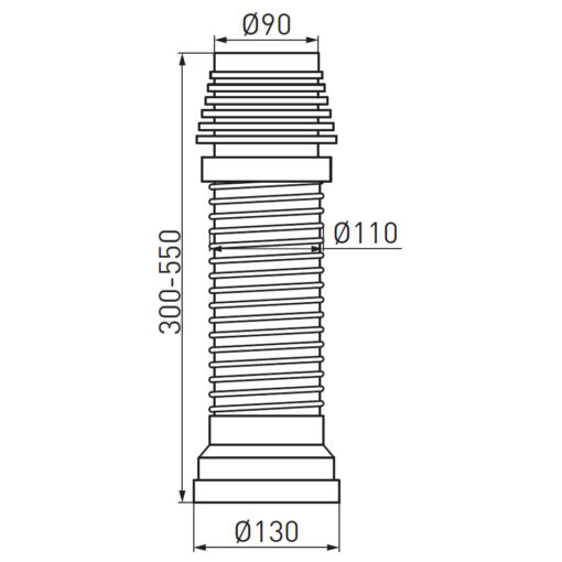 Racord extensibil premium pentru WC, diametru 110mm, lungime max 550mm, Ferro - imagine 2