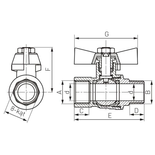 Robinet de trecere cu bila FERRO Herkules 3/4 FE, temperatura de lucru max 140 grade - imagine 2