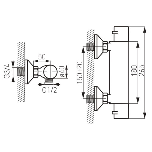 Set de dus cu baterie termostata cu buton eko Ferro, para fixa si para mobila cu trei functii - imagine 4