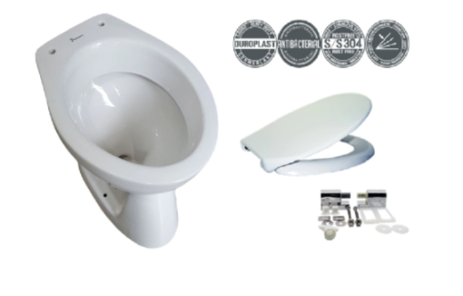 Set Toaleta-Vas Wc Mondial cu Capac Alb Cadere Lenta,Duroplast,Antibacterian+Sistem fixare in pardoseala - imagine 2