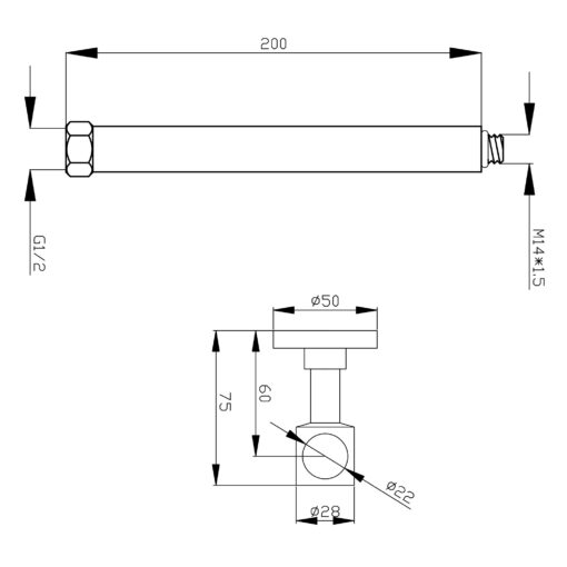 Set de prelungire FERRO pentru seturi de dus FERRO, coloane de dus 3/8, crom - imagine 4