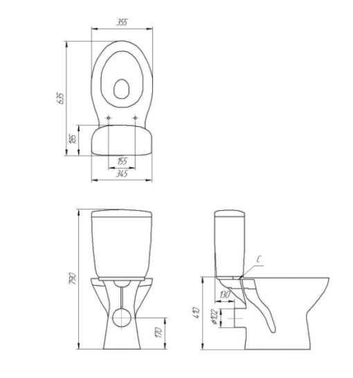 Set compact WC iesire laterala Senator Cersanit + capac WC polipropilena - imagine 4