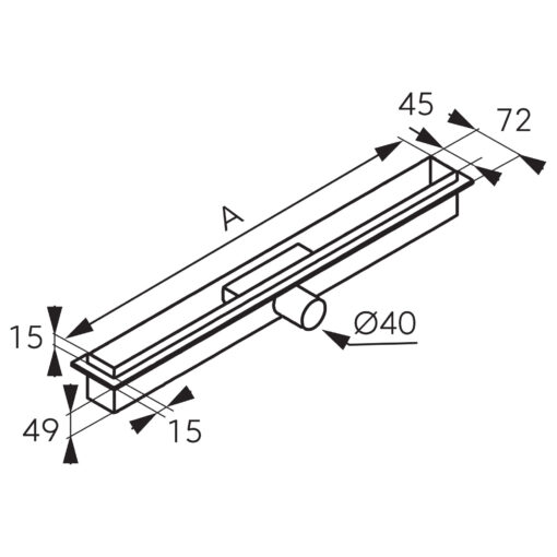 Rigola pentru dus din inox Super Slim Ferro L 600 mm cu sifon incorporat DN 40 - imagine 4