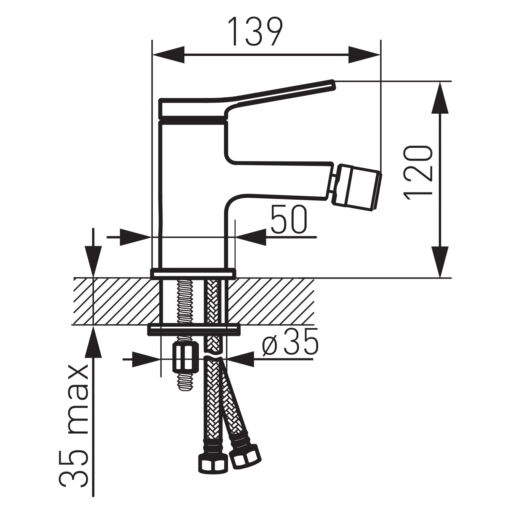 Baterie bideu Ferro Stratos BSC6BL, cu ventil, aerator, cartus ceramic, Negru - imagine 2