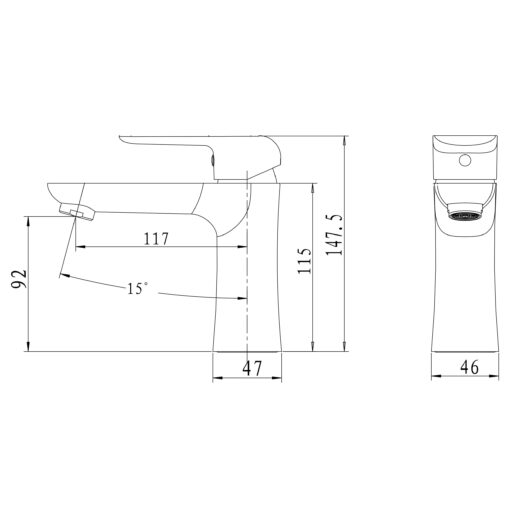 Baterie baie pentru lavoar, Ferro Tina 38001/1,1, montaj stativ, monocomanda, finisaj alb - cromat - imagine 2