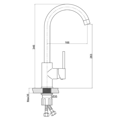 Baterie stativa bucatarie, Ferro FREYA BFR41S, cartus ceramic, bej - imagine 3