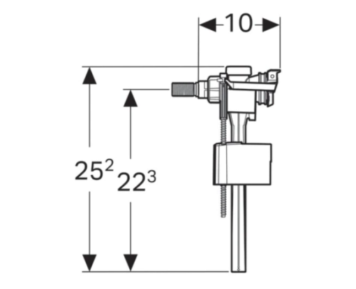 Robinet flotor Geberit 3/8" pentru vas WC cu alimentare laterala - imagine 2