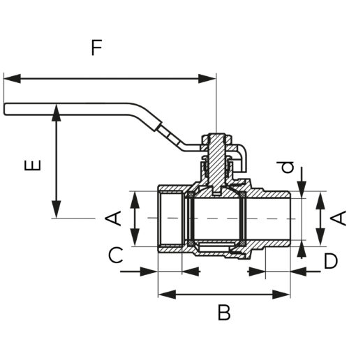 Robinet cu bila F-Power 1"1/2 nr 1 , cu maneta - imagine 2