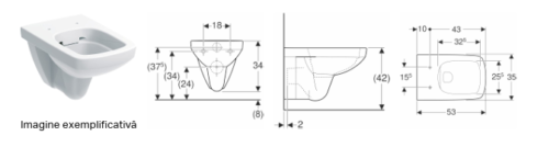 Vas WC suspendat Geberit Selnova Square cu spălare verticală, Rimfree, model patrat - imagine 2