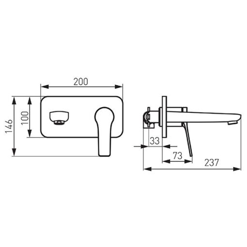 Baterie lavoar incastrata Ferro Stratos BSC3PABL, aerator, cartus ceramic, Negru - imagine 2