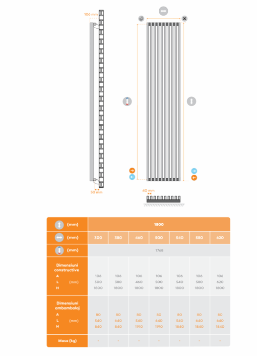 Radiator Design Diva White 580x1800 mm - imagine 4