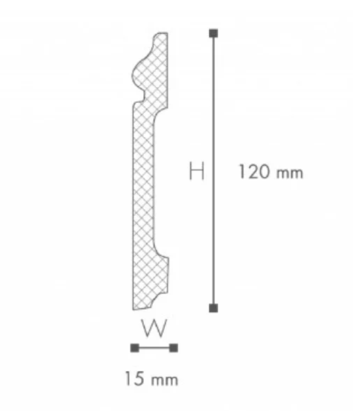 Plinta decorativa din polimer dur CSRFL2 120X15X2000 mm - imagine 3