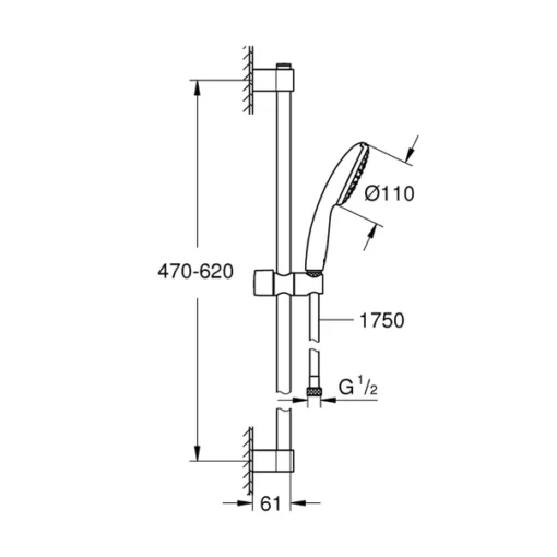 Set baterii lavoar si cada/dus Grohe BauEdge cu bara Tempesta crom lucios - imagine 5