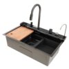 Chiuveta multifunctionala din inox nano black cu baterie - seria Decor 750x460x220 mm