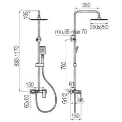 Alternative view of Coloană de duș ARS Cupru finisaj periat