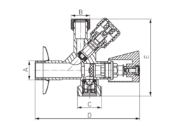 Alternative view of Robinet coltar combinat Ferro, 3/8"x1/2"x3/4" cu robinet masina de spalat, crom