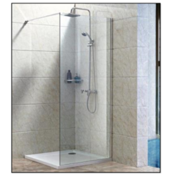 Paravan perete de dus fix Walk-In 100x190 cm sticla transparenta clara de 8mm si profil cromat